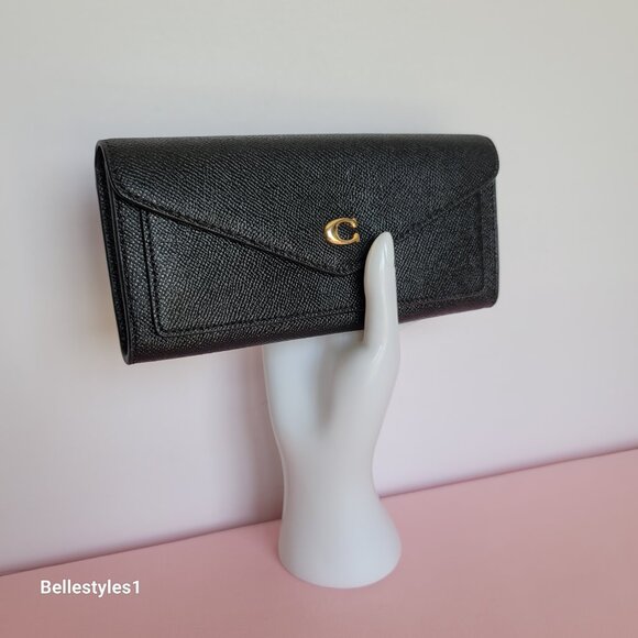 COACH Wyn Envelope Crossgrain Leather Wallet- Black color - Picture 2 of 14